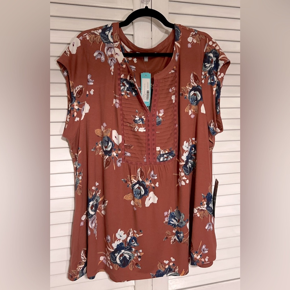 New 3X Stitchfix Danielrainn Short Sleeved Pleated Blouse NWT